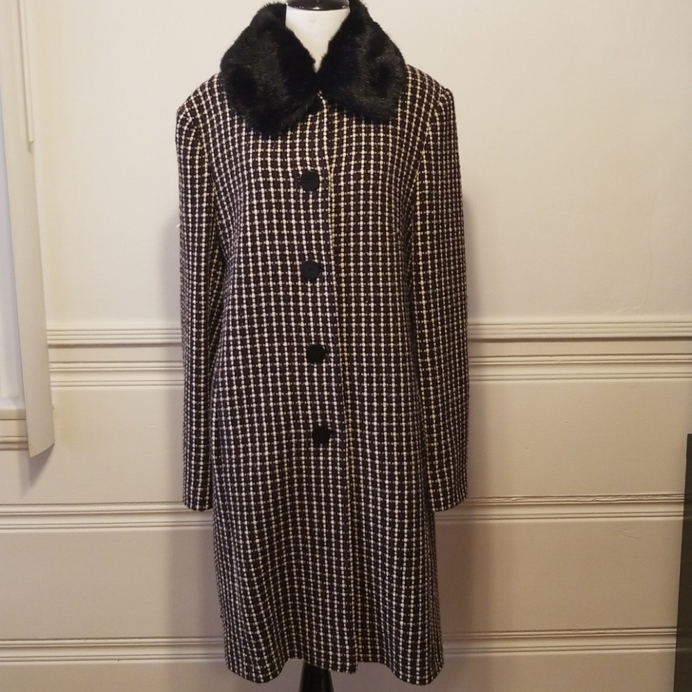 Charles Gray Wool & Faux Fur Long Coat XL
